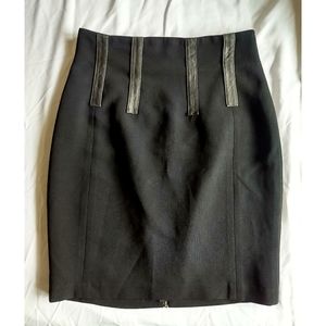 Rag & Bone Black Leather Strip Skirt